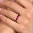 thumbnail image 4 of Gem Stone King 18K Rose Gold Plated Silver Red Created Ruby Wedding-Bands Ring for Women | 1.25 Cttw | Round 3.5MM | Gemstone July Birthstone | Size 5, 4 of 6