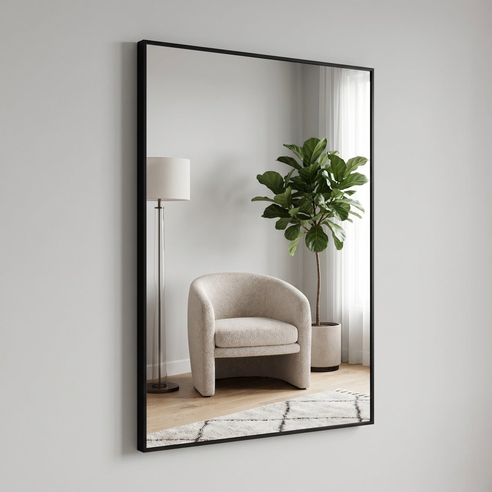 GRAHMCY 24"x48" Rectangular Bathroom Wall Mounted Mirror Vanity Mirror, Black