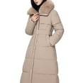 thumbnail image 4 of qucoqpe Winter Coats Women's Winter Down Jacket Long Over The Knee Collar Waist Cinched Coat Jacket, 4 of 5