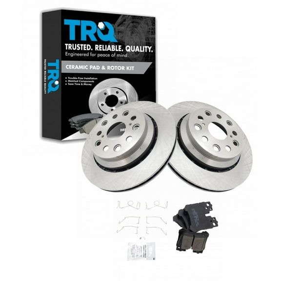TRQ Rear Brake Pad & Rotor Kit Brake Pads Brake Rotor Ceramic Fits Select 2007-2017 Lexus LS460