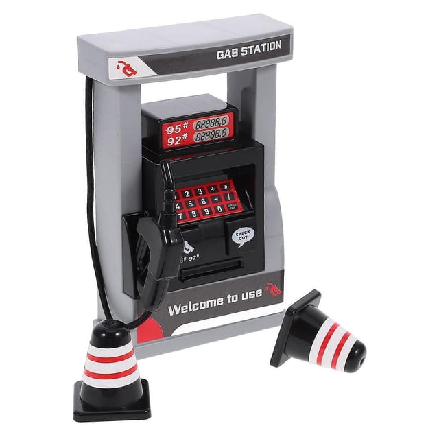 1 Set of Simulation Gas Station Model Miniature Roadblocks Models Gas Station Toy