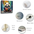 thumbnail image 2 of ZHONGYUTONG Panda Wall Art Cute Panda Reading Book Poster Prints Abstract Colorful Animal Canvas Picture Funny Artwork for Nursery Kids Room Classroom Decor (12.00" x 12.00"), 2 of 6