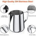 thumbnail image 3 of Jarra de leche de acero inoxidable 304 de 350 ml para espumar leche, jarra de leche de acero inoxidable con marca de medición de 12 oz, taza de café, jarra de acero inoxidable para capuchino, espress TUNC Sencillez, 3 of 5