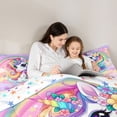 thumbnail image 4 of Metsweet Cute Floral Unicorn Twin Comforter Sets 2pcs, Gradient Rainbow Stars Print Bedding Set,1 Comforter and 1 Pillowcase, 4 of 6