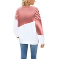 thumbnail image 3 of Deago Women Striped Color Block Long Sleeve Crew Neck Sweatshirt Casual Loose Fit Pullover Shirts Side Split Tunic Tops, 3 of 8