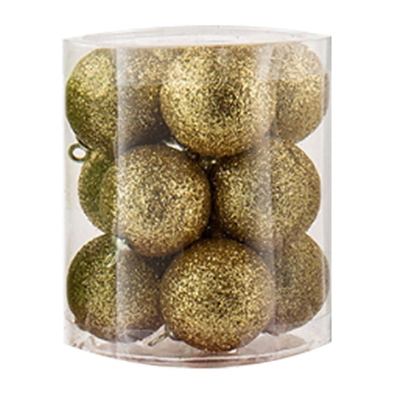 Sweet Life Gold Solid Print Plastic Hanging Baubles Ball Ornaments, 12 Count (1.18")