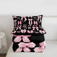 thumbnail image 5 of Manfei Pink Coquette Bow Full Size Comforter Sets For Girls,Cute Polka Dot Bowknot Bedding Sets For Kids,Black Reversible,3 Pieces, 5 of 7