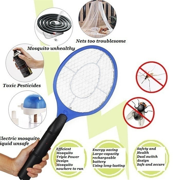 Summer Battery Power Fly Swatter Bug Zapper Racket Mosquito Killer Electronic 