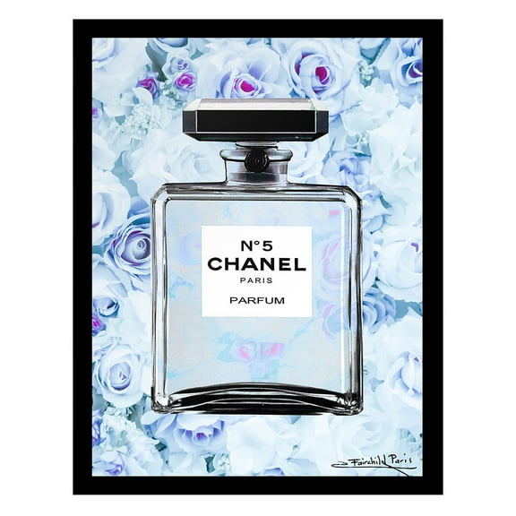 Fashion Floral Glam Perfume Bottle - Framed Print