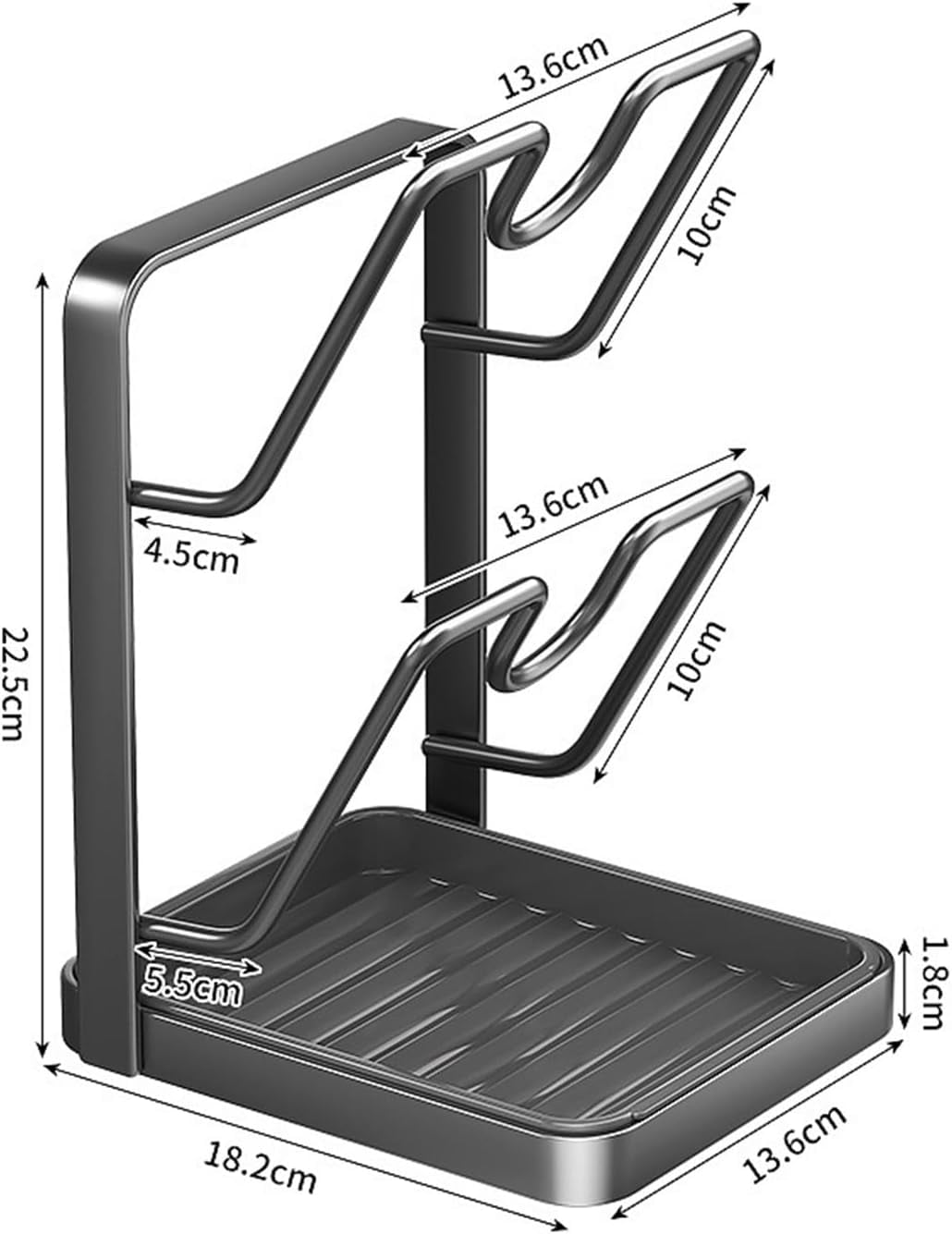 Kitchen Pot Lid Storage Rack, Heavy-Duty Carbon Steel Kitchen Utensil Holder for Boards, Pot Lids, Trays, and Countertop Organization