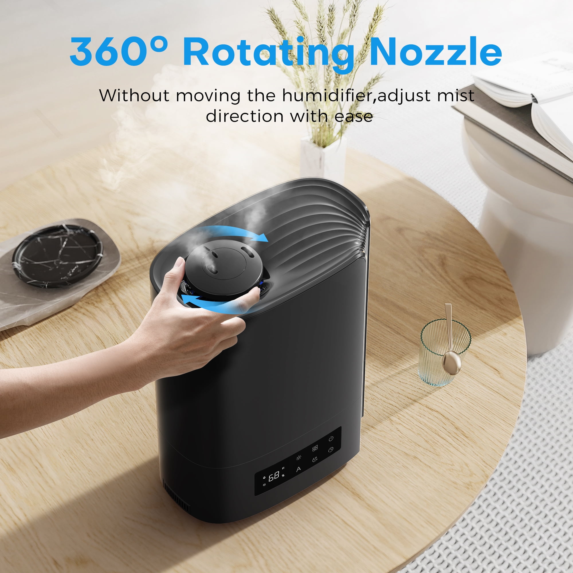 ALROCKET 6L Humidifier, Cool Mist Humidifiers for Bedroom Large Room Home,Top Fill, Smart Humidity Control,Oil Diffuser,Timer, Black