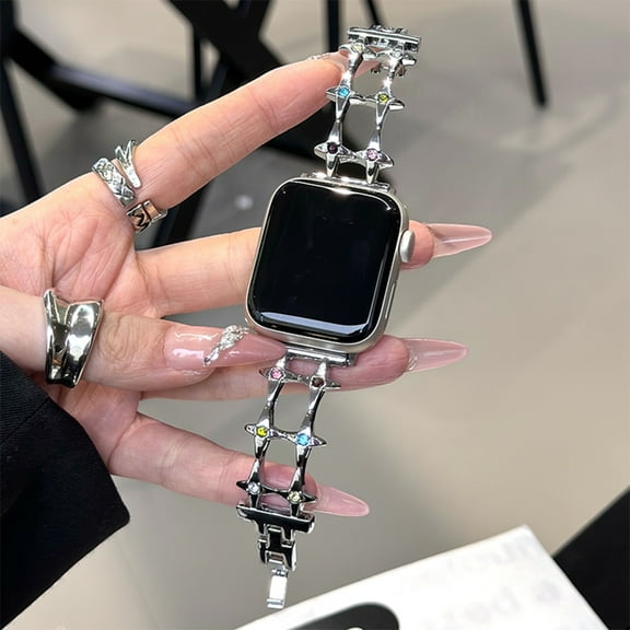 Star Stainless Steel Strap for Apple Watch Band 44mm 40mm 42mm 38mm 41mm Double Row Bracelet for iWatch Series 9 8 7 Ultra 2 SE