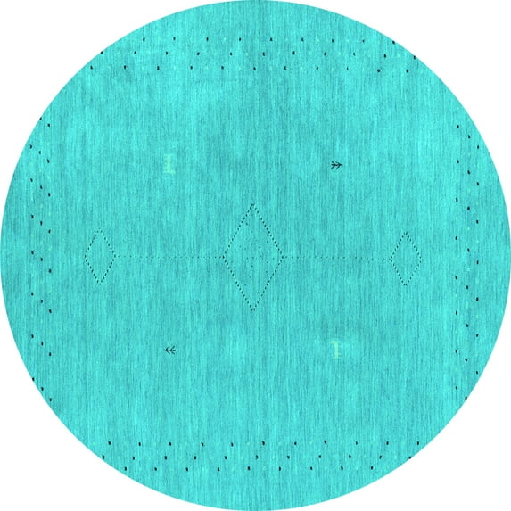 Ahgly Company Indoor Round Abstract Turquoise Blue Contemporary Area Rugs, 8' Round
