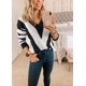 thumbnail image 4 of Suéter PRETTYGARDEN 2025 para mujer con escote en V y rayas M, 4 of 5