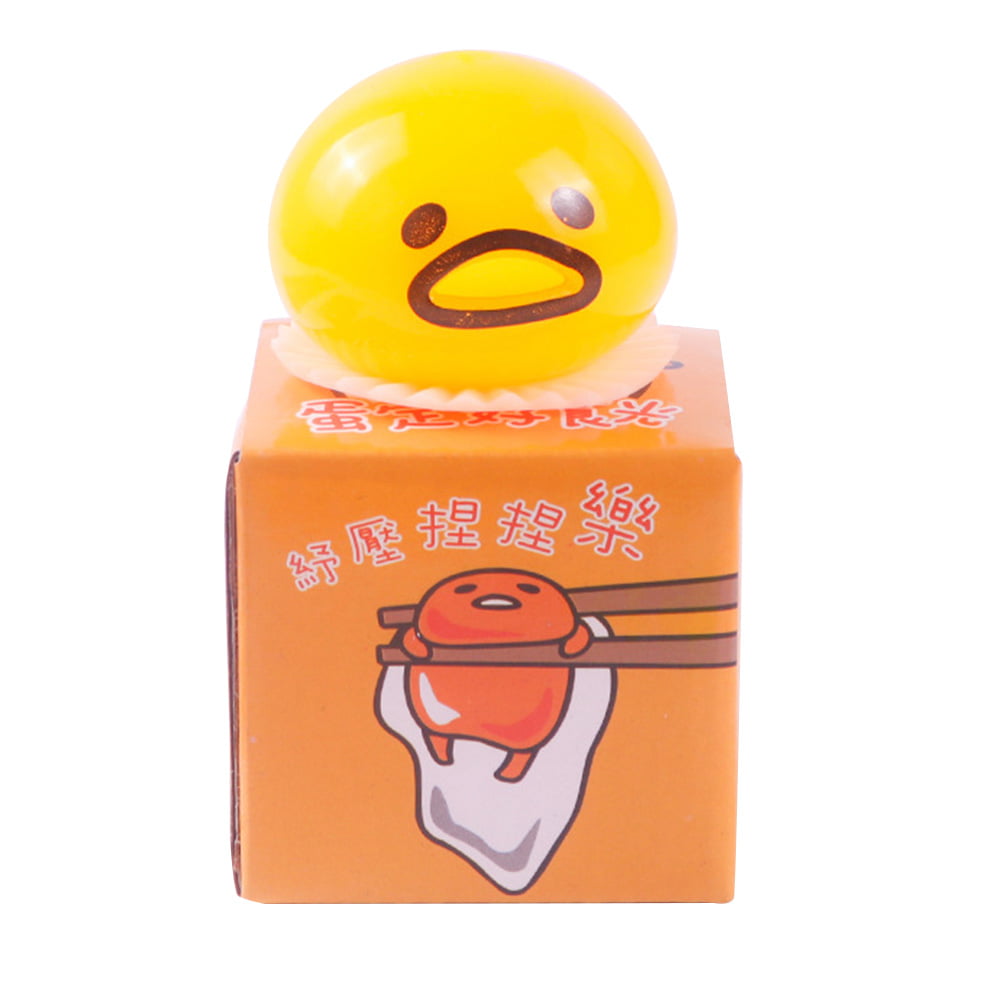 Cute Yellow Round Sucking & Vomiting Lazy Egg Yolk Vent Stress Tricky Game Relief Toys by Juicart 