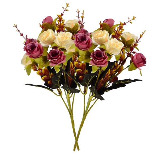Ramo de rosas de cristal artificial Ceremonia de banquete de boda Decoración floral de tela de seda rosa falsa, Cameo Brown Noticed HA6935-04B