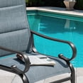 thumbnail image 4 of Nuu Garden Padded Textilene Patio Dining Chairs Set of 2, C-Spring Patio Chairs with Curved Armrests, High Back & Wide seat, Powder-Coated Metal Frame Patio Furniture, Blue and Black, 4 of 10