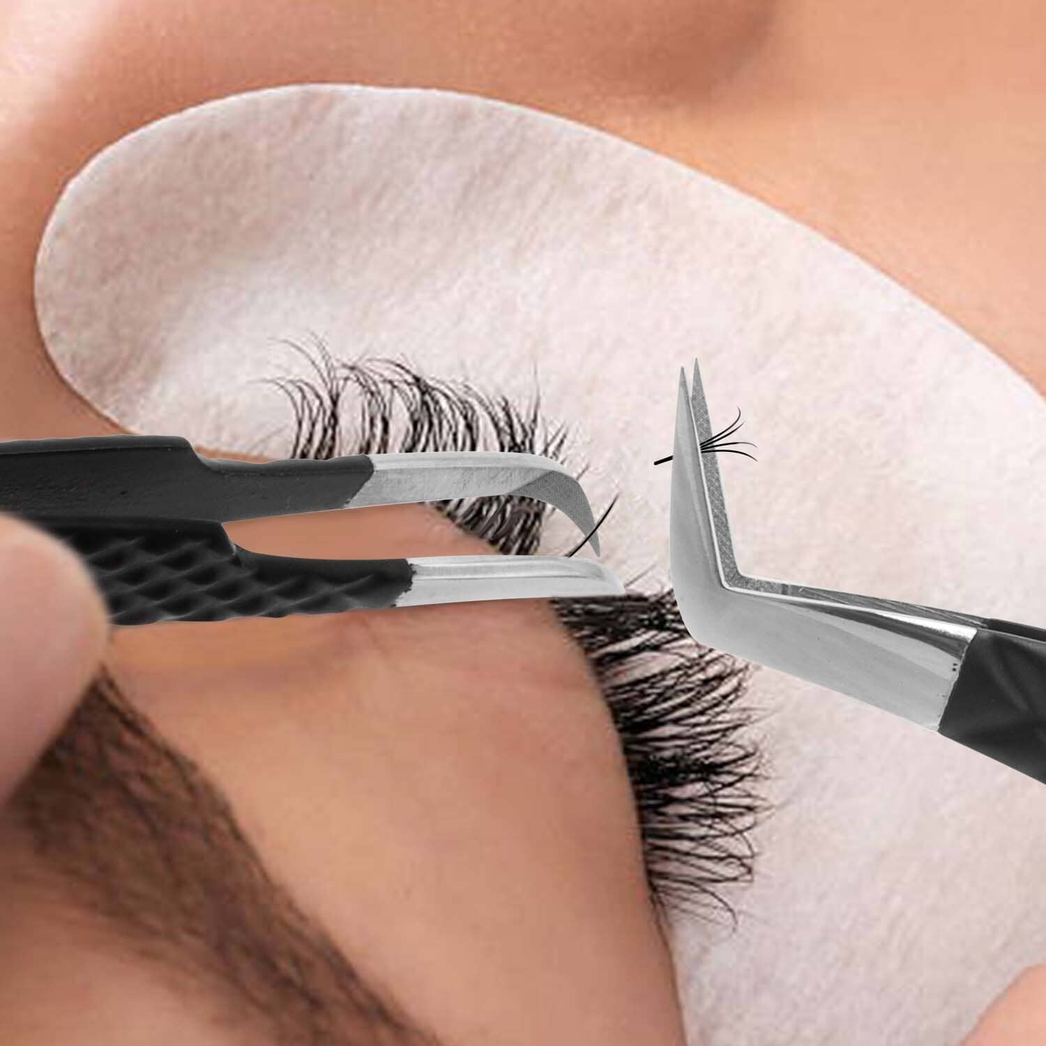VEYES INC Noir Fiber Lash Tweezer Kit – Black Stainless Steel Tweezers for Precision Lash Application