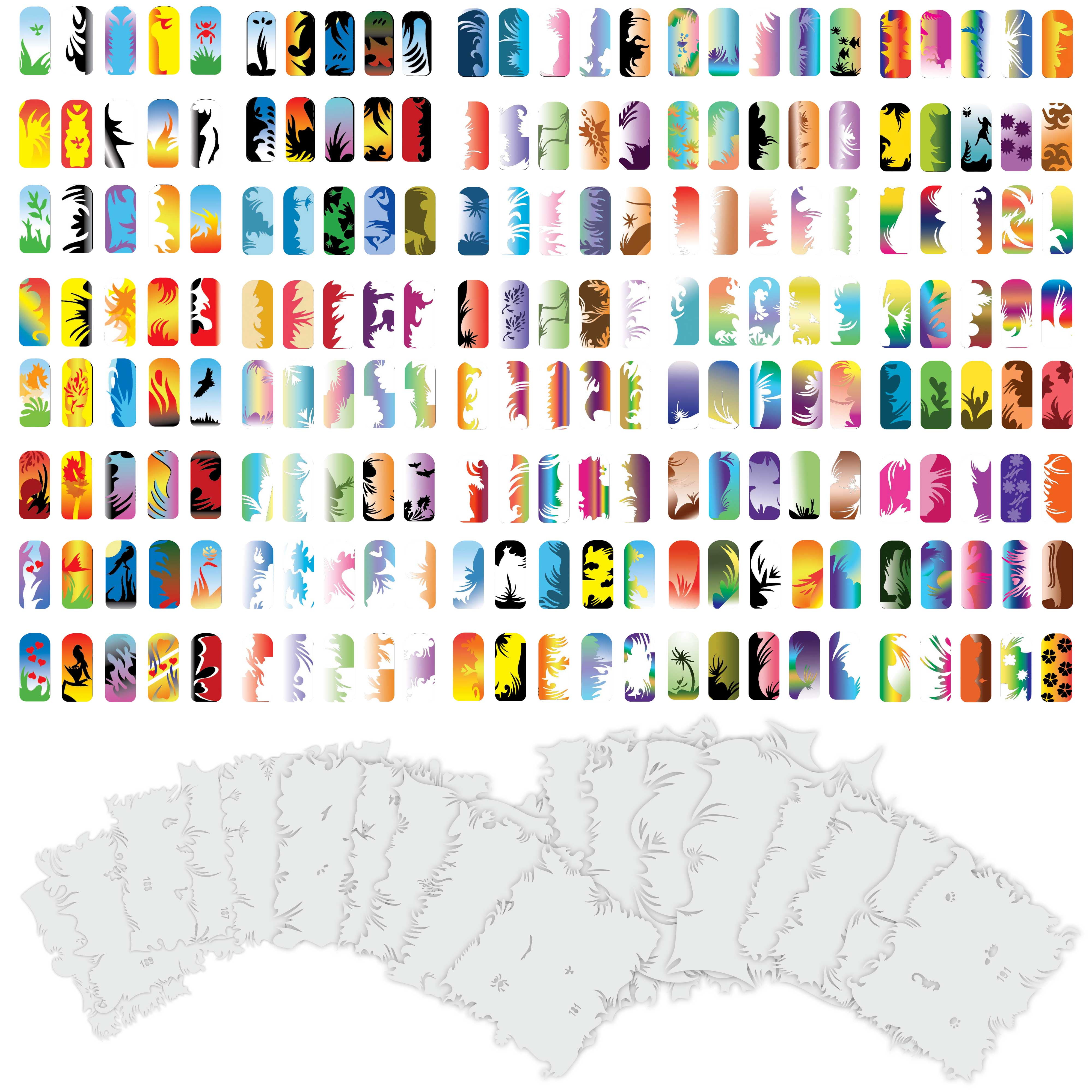 Custom Body Art Airbrush Nail Stencils Design Series Set 10