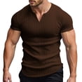 thumbnail image 3 of Muscle Shirts for Men Summer Casual Short Sleeve V Neck Slim Fit Stretchy Gym Workout Athletic Tee Shirt, 3 of 7