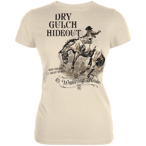 Dry Gultch Hideout and Watering Hole Juniors Soft T Shirt Cream LG