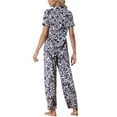 thumbnail image 3 of Unique Bargains Women's Pajama Set Silk Short Sleeves and Pants Floral Satin Sets, 3 of 5