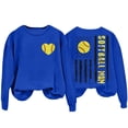 thumbnail image 3 of Baberdicy Women's Heart Print Hoodie Baseball Lettered Pullover Lightweight Long Sleeve Casual Sweatshirt, Blue, Xxl, 3 of 5