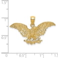 thumbnail image 3 of 14K Yellow Gold Textured Polished Finish Eagle Wings Spread Open Holding Branch Design Charm Pendant, 3 of 6