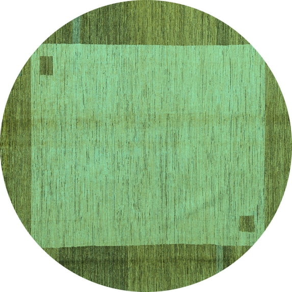 Ahgly Company Indoor Round Abstract Turquoise Blue Modern Area Rugs, 3' Round
