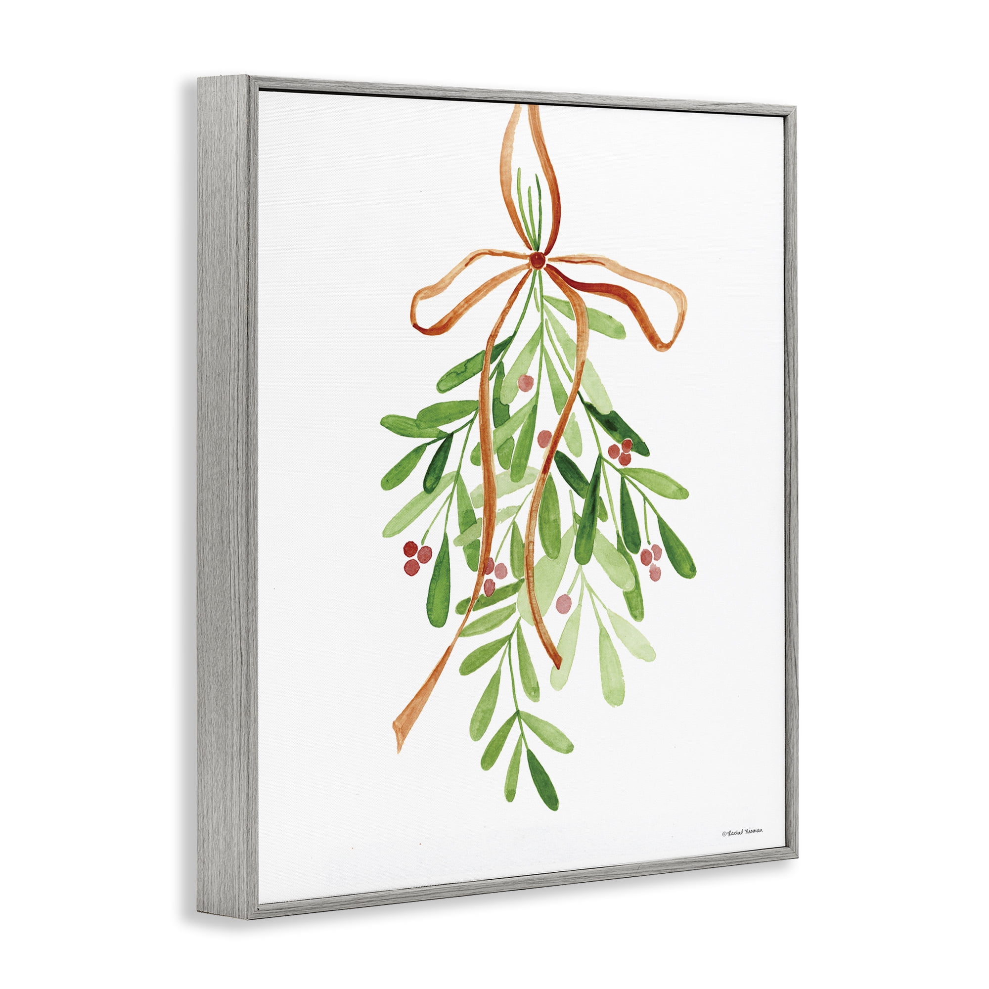 Stupell Industries Hanging Holly Botanicals Holiday Painting Gray Framed Art Prints Wall Art, 11 x 14