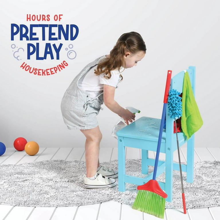 Playkidiz Kids Cleaning Set for Toddlers, Toy Broom & Mop Cleaning  Accessory Set, Pretend Play Toys for Boys & Girls Ages 3+