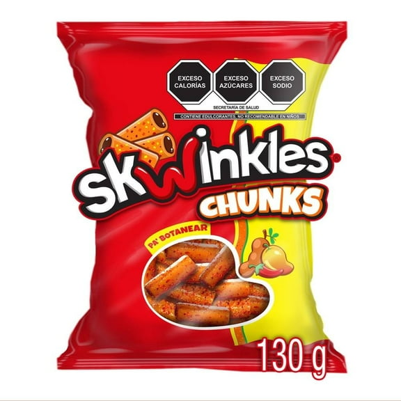 Dulce enchilado Skwinkles chunks tiras sabor mango rellenas de tamarindo 130 g