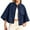 Navy blue, variant on Womens 3/4 Sleeve Cropped Denim Jackets Casual Button Down Loose Coat with Pockets