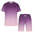 thumbnail image 5 of BiZtdJrK Men Summer 2 Piece Sets Casual Short Sleeve Tshirts Matching Drawstring Beach Shorts Sport Set Fashion Gradient Print Big and Tall Tracksuits Todays Sales Purple 3XL, 5 of 6