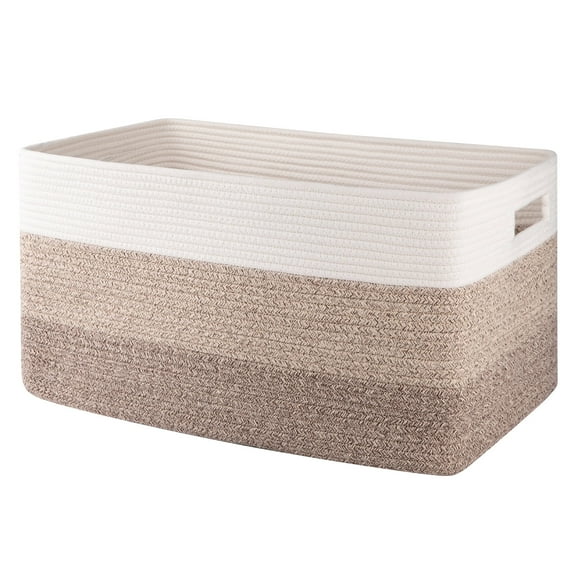 CHERISHGARD 70L Large Cotton Rope Basket, Rectangle Woven Storage Basket for Organizing Blankets,Clothes, Towels, Pillows