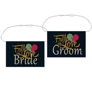 GCKG Mr & Mrs Chair Banner Set Fall In Love Sweet Love Background Chair Sign Garland for Rustic Vintage Wedding Party Chair Decoration