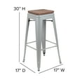 thumbnail image 6 of Flash Furniture Cierra 30" High Metal Indoor Bar Stool with Wood Seat in Silver - Stackable Set of 4, 6 of 13