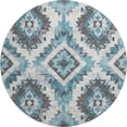 thumbnail image 2 of Addison Rugs Mayfield Premium Machine Washable Transitional Aztec Teal Round Rug, 8' x 8', 2 of 6
