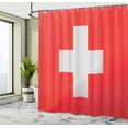thumbnail image 4 of Ambesonne Switzerland Shower Curtain, Plus Shape on Red Back, 69"Wx75"L, Red Vermilion White, 4 of 4