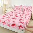 thumbnail image 3 of Castle Fairy Cute Red Bow Knot Girl 4 Pieces Queen Sheet Sets,Dreamy Princess Ultra Soft Flat Sheet,Cartoon Ribbon Bow Queen Fitted Sheet,Breathable Home Decor, 3 of 7