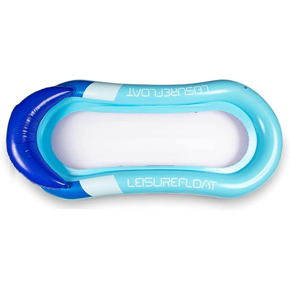 Fountwell Inflatable Pool Float Lounge Water Hammock Mesh Chair for Adults Blue with Air Pump Portable Lake Beach Raft Drifter