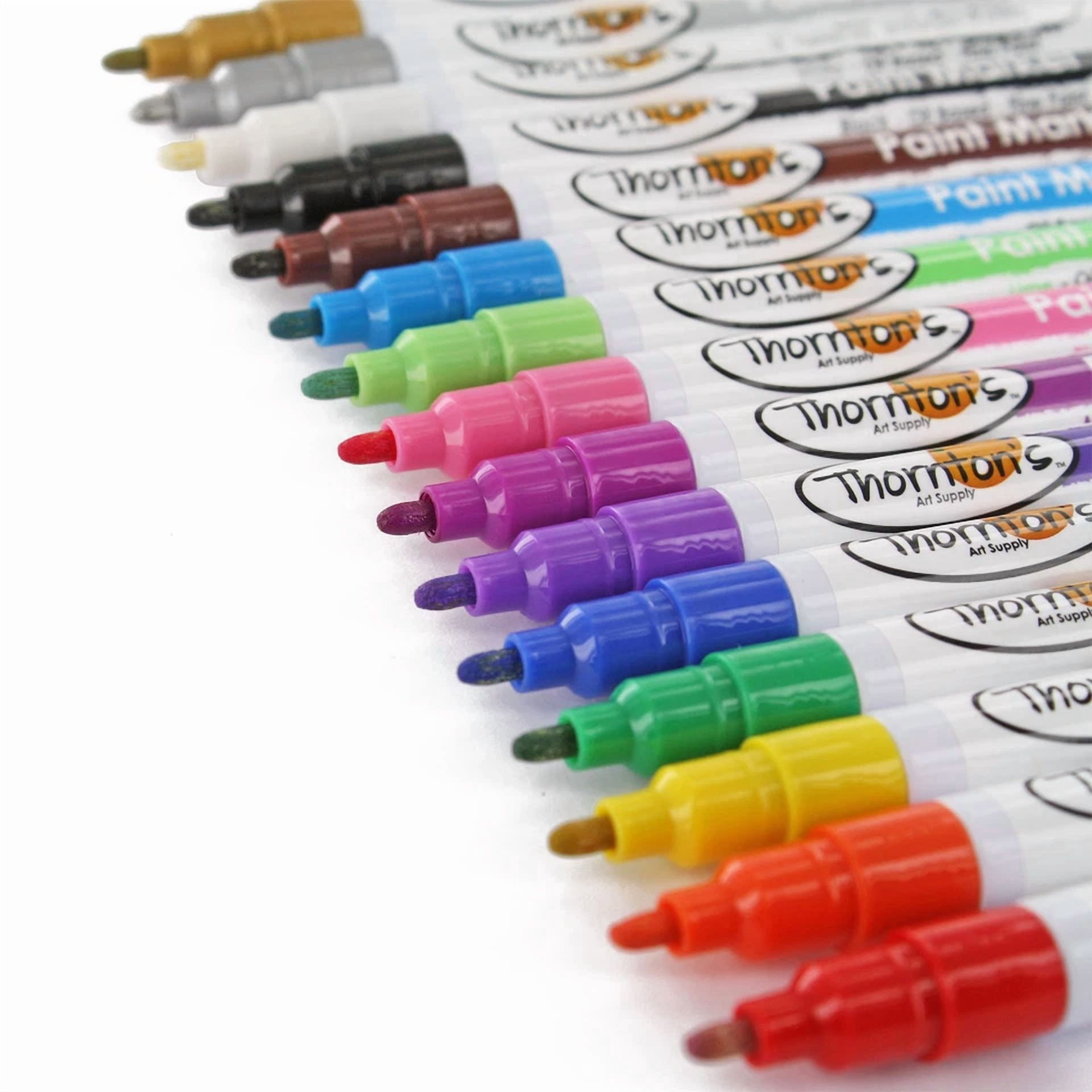 CIRCLE- 15 Thornton'S Fine Oil Based Paint Markers For Rocks, Tile, Metal, Glass, Crafts