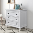 thumbnail image 2 of 28'' Wood Nightstand with 3 Storage Drawers, Fashion Bedside Cabinet with Pull-out Tray, Minimalist Sofa Side Table with rubber legs and Metal handle for Bedroom Office, White, 2 of 9