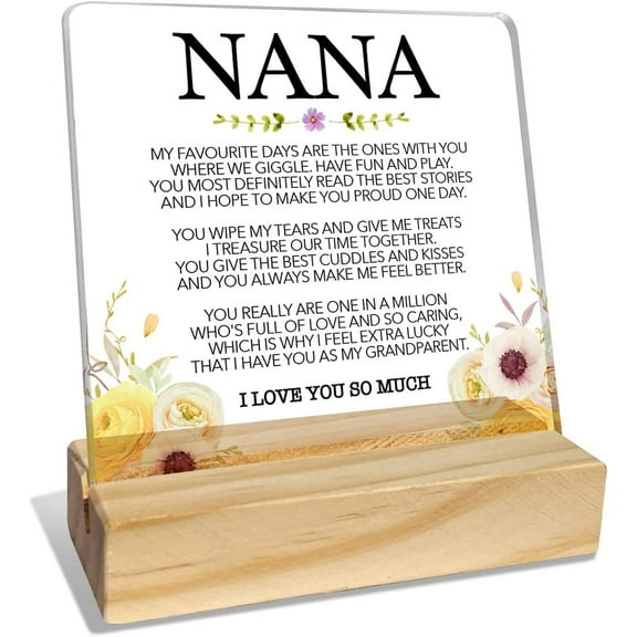 Nana Gifts from Grandchildren, Grandma Gifts for Birthday Mother's Day Christmas Holiday, Grandmother Gifts from Granddaughter Grandson Grandkids, Nana I Love You So Much, Desk Acrylic Decor