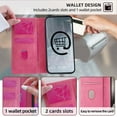 thumbnail image 6 of Wallet Case for iPhone 13 with Card Slots & Wallet Pocket, Wave Curves and sequins meticulously sewn PU Leather Cover Kickstand Magnetic Shockproof TPU Bumper Flip Folio Case,Pink, 6 of 9