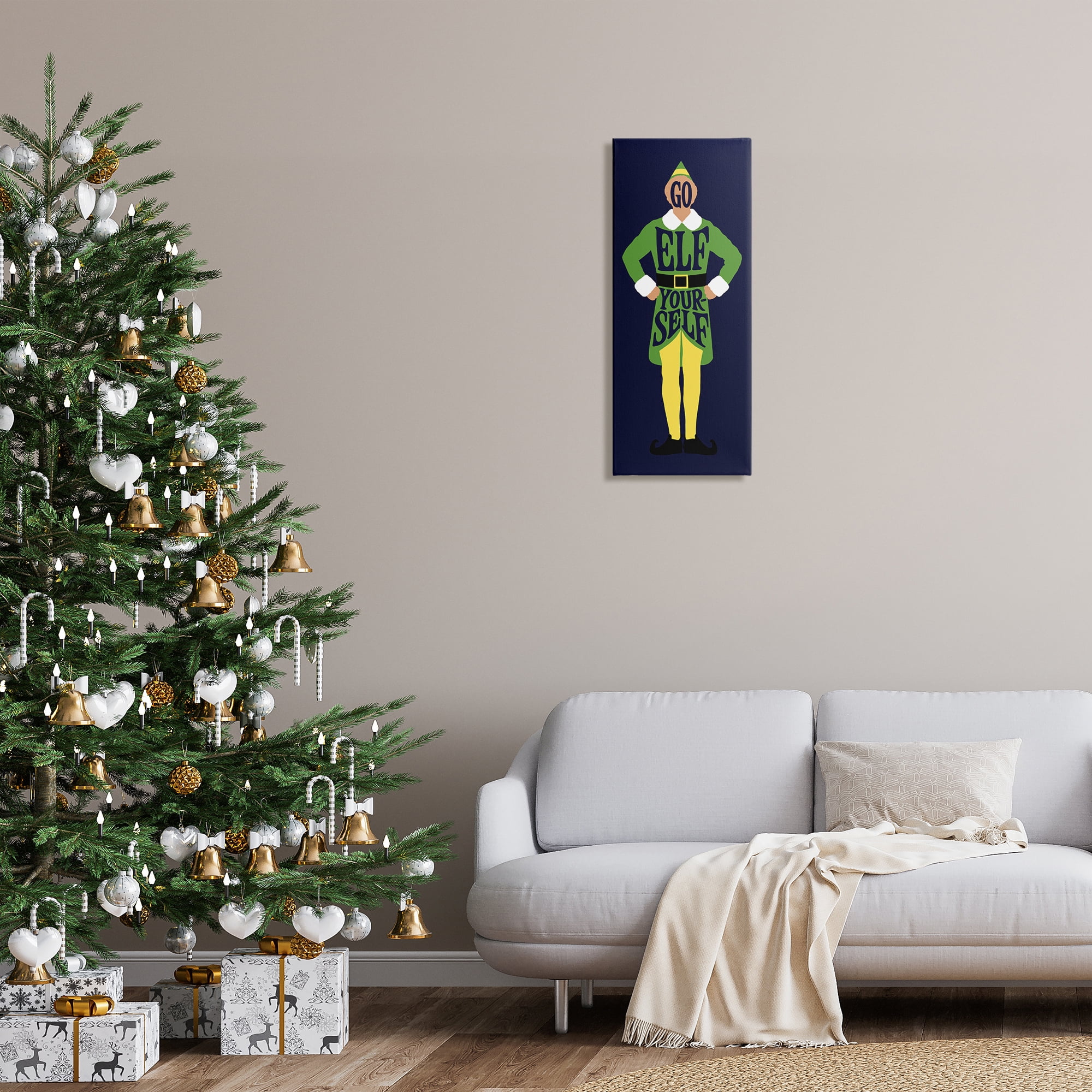 Stupell Industries Sassy Go Elf Yourself Holiday Painting Gallery Wrapped Canvas Art Prints Wall Art, 13 x 30