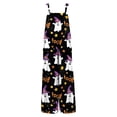 thumbnail image 5 of EANJE Halloween Overalls for Women, Sleeveless Spaghetti Strap Jumpsuit with Pockets, Print Wide Leg Baggy Romper, Adjustable Straps Fall Holiday Party Outfit Black S, 5 of 6