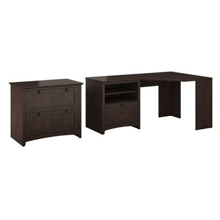 Bush Buena Vista 60" Corner Desk with Filing Cabinet in Madison Cherry