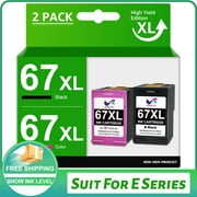 ONLYU 67 Ink Cartridge Black and Color Combo Pack for HP 67XL Printer Ink for HP Envy 6000 6055e Ink Cartridge Deskjet 2755e 2700 2752 Deskjet 4100 4155e 4152 Envy Pro 6455 6458 (1 Black, 1 Tri-Color)