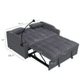 thumbnail image 4 of Modern Velvet 3-in-1 Convertible Sofa Bed with USB and Cell Phone Holder, Full Size Futon Sofa Bed with Cup Holder, Small Double Sofa with Adjustable Backrest, 2 Pillows, Pocket, Charcoal Grey, 4 of 9